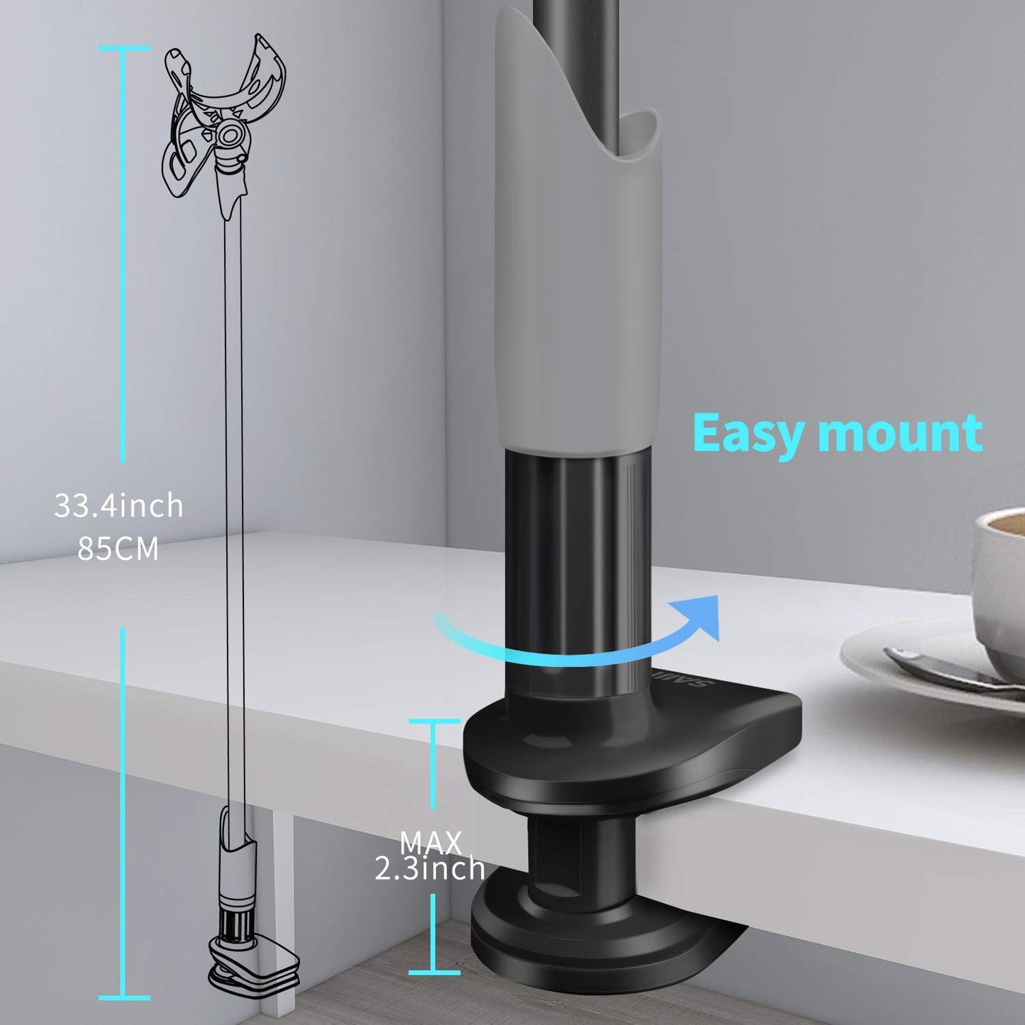 SAIJI Laptop Bed Tray Desk, Adjustable Laptop Stand for Bed,Foldable Laptop Table(Gray, X-Large) Gooseneck Cell Phone HolderClamp Universal Lazy Mount Clip (Black)