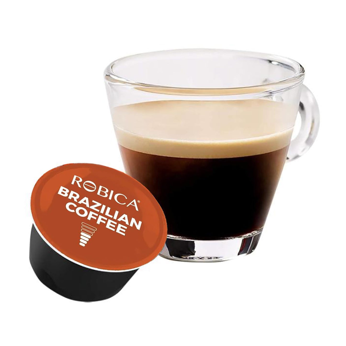 Robica Dolce Brazilian Coffee Pods Made from 100% Arabica Whole Coffee Beans - Single Serve Roasted Organic Ground Coffee Capsules Compatible with Dolce Gusto Machine, 10 Capsules