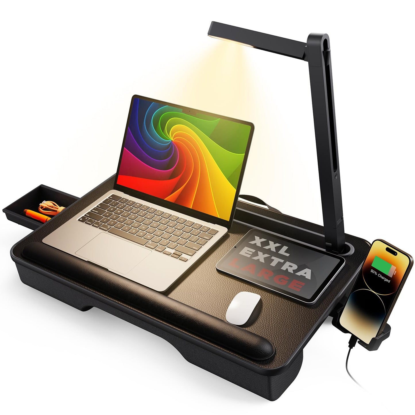SAIJI Breathable Lap Desk for Laptop + Laptop Desk with Light
