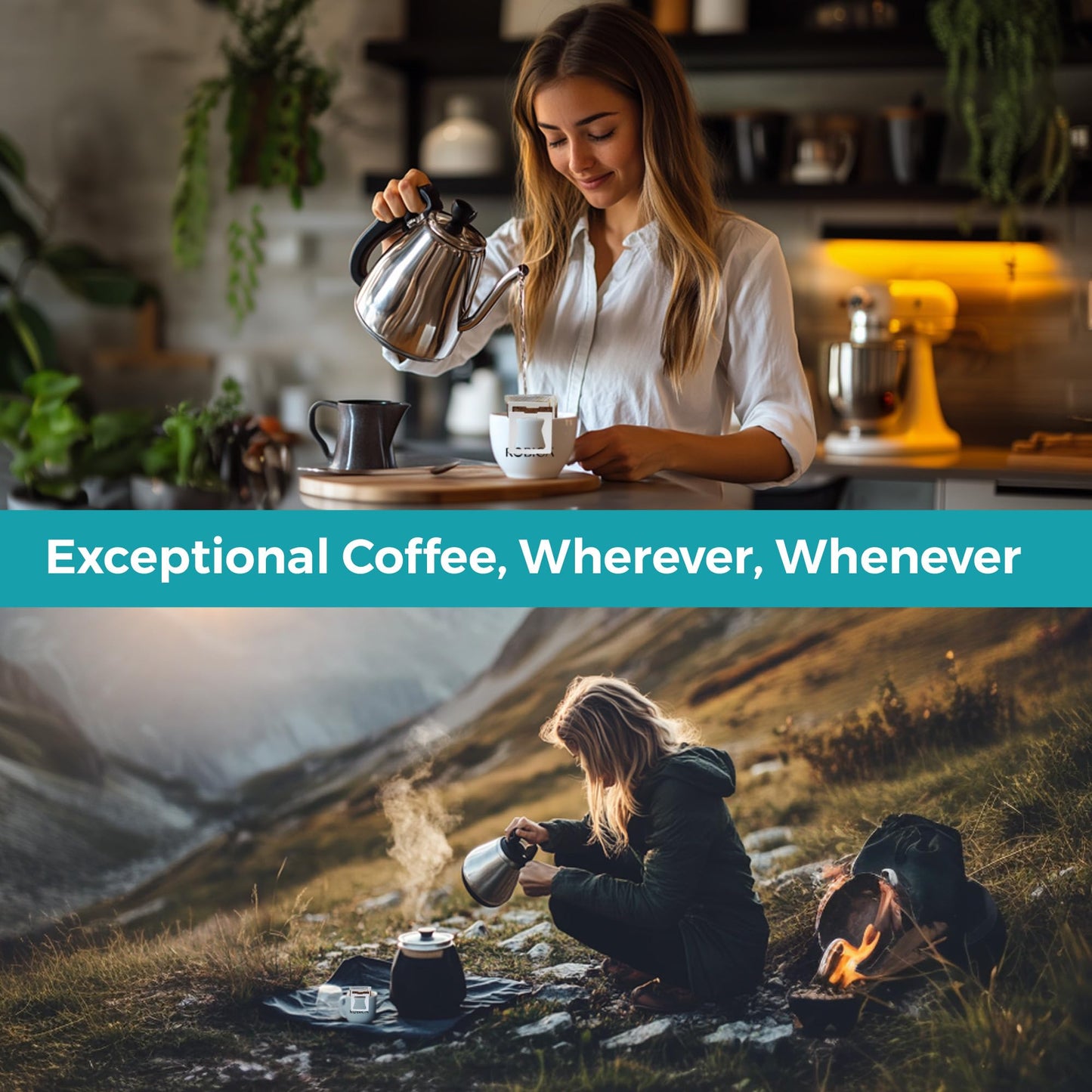 Robica Ice Drip Coffee Bags- Conveniently Portable Pre-Filled Arabica Ground Coffee, Pack of 5