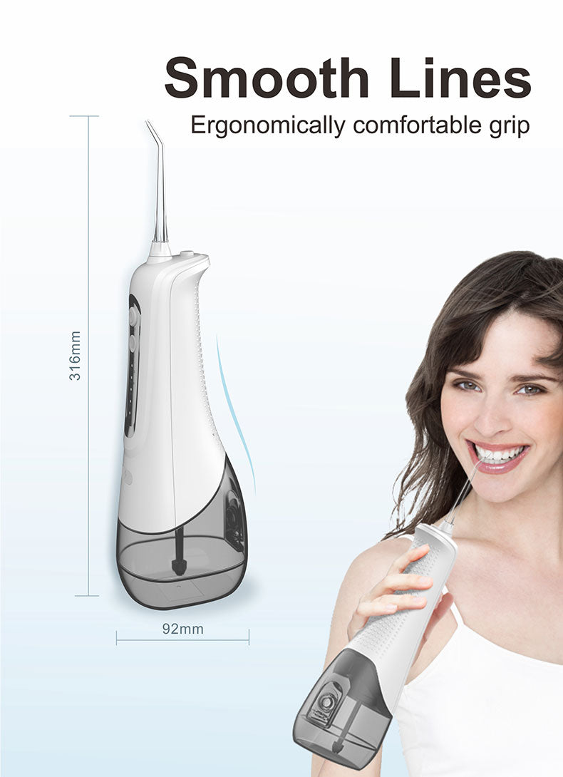 Water Flosser With 4 Modes, 6 Replaceable Jet Tips, 300ml USB Rechargeable Oral Irrigator for Teeth & Braces, IPX7 Waterproof, 1500 mah Battery