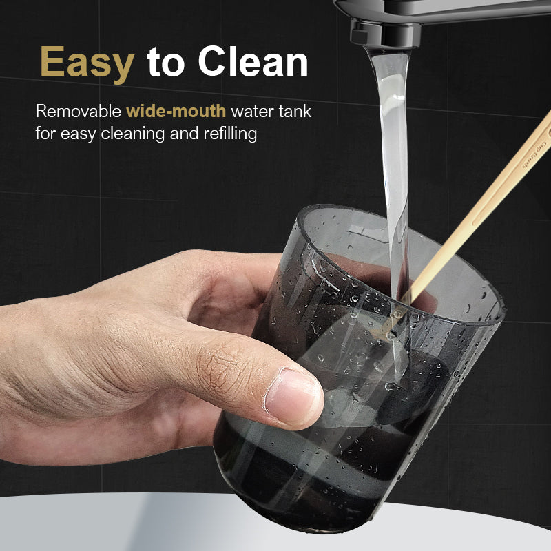 Portable Cordless Water Flosser – 240ml capacity, rechargeable with 4 modes and 4 jet tips. IPX7 waterproof for effective, convenient, and portable oral care at home or while traveling.