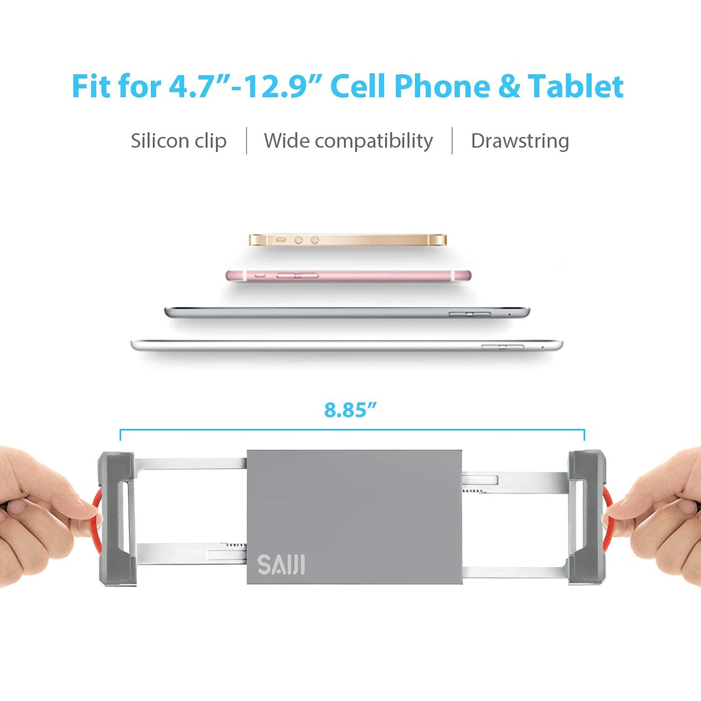 SAIJI Laptop Bed Tray Desk, Adjustable Laptop Stand for Bed,Foldable Laptop Table(Gray, Large)&Tablet Ipad Stand Holder, SAIJI Adjustable Phone Stand(Sliver)