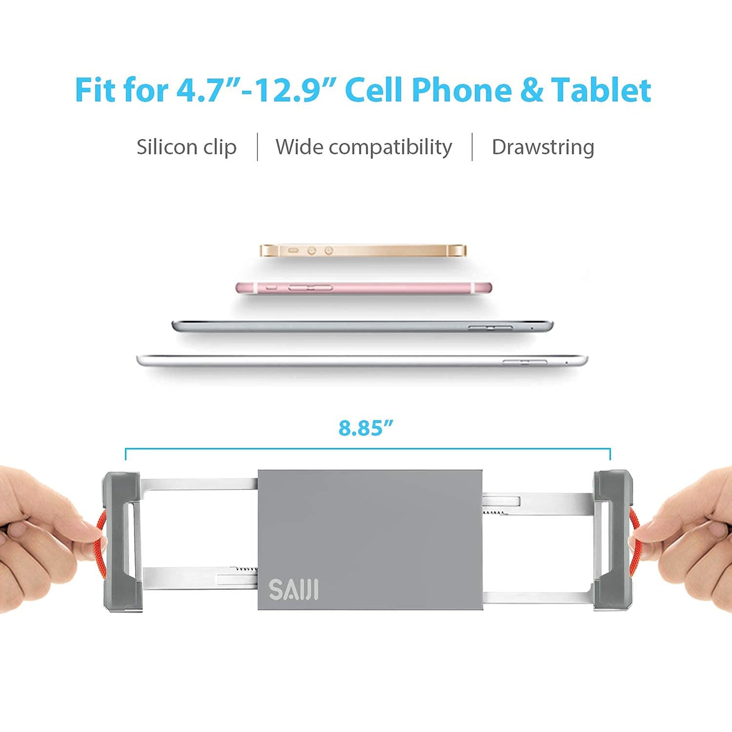 Laptop Bed Tray Desk, SAIJI Adjustable Laptop Stand for Bed,Foldable Laptop Table(Gray, X-Large)&Tablet Ipad Stand Holder, SAIJI Adjustable Phone Stand(Sliver)