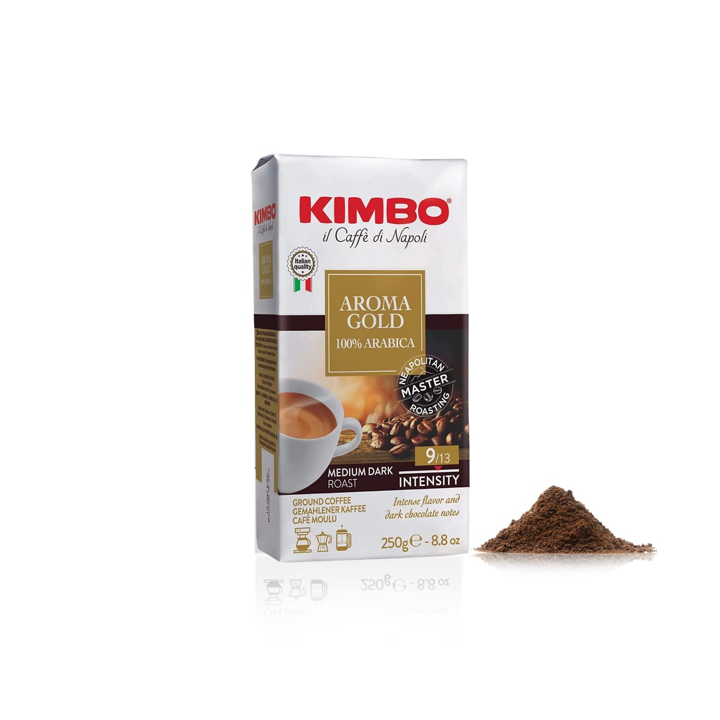 Kimbo Aroma Gold 100% Arabica medium dark roast Ground Coffee 250g - Italy