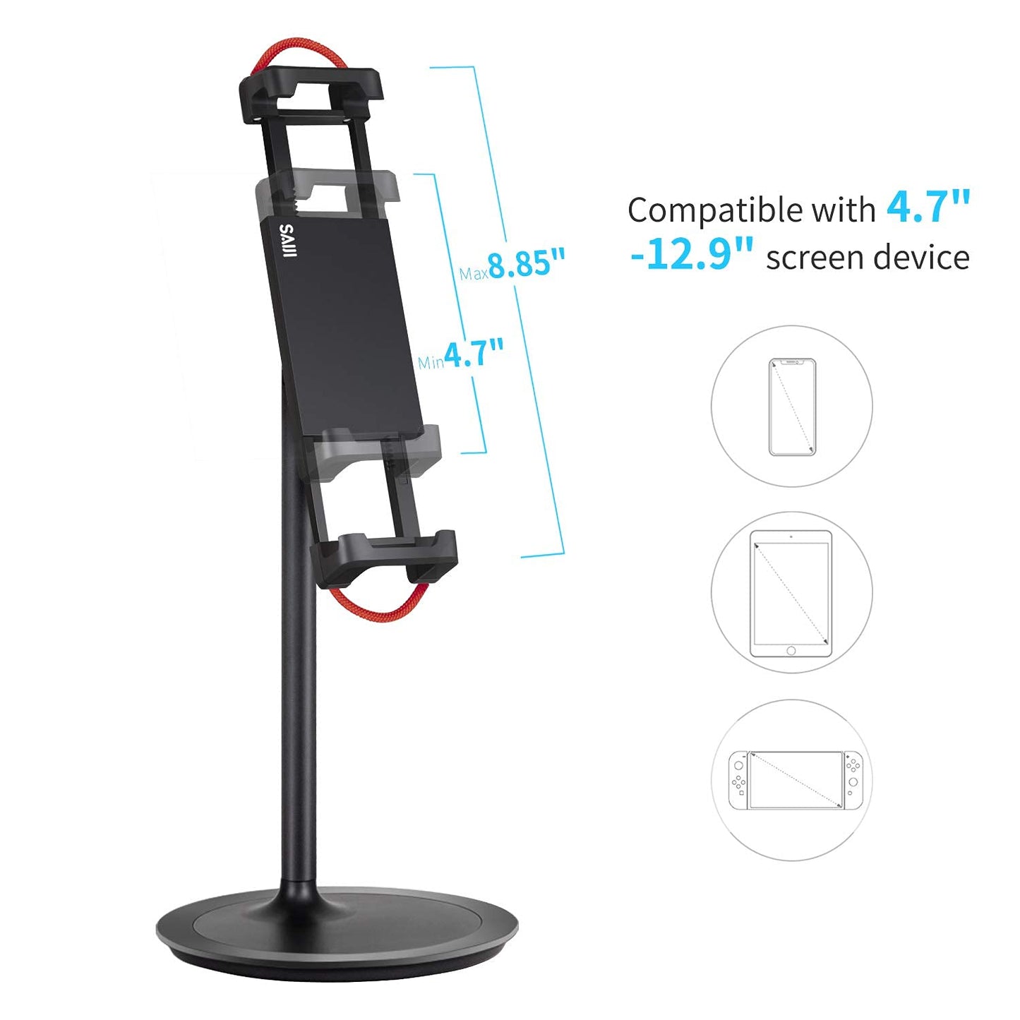 SAIJI Laptop Bed Tray Desk, Adjustable Laptop Stand for Bed,Foldable Laptop Table(Gray, X-Large)&Tablet Ipad Stand Holder, Adjustable Phone Stand(Black)