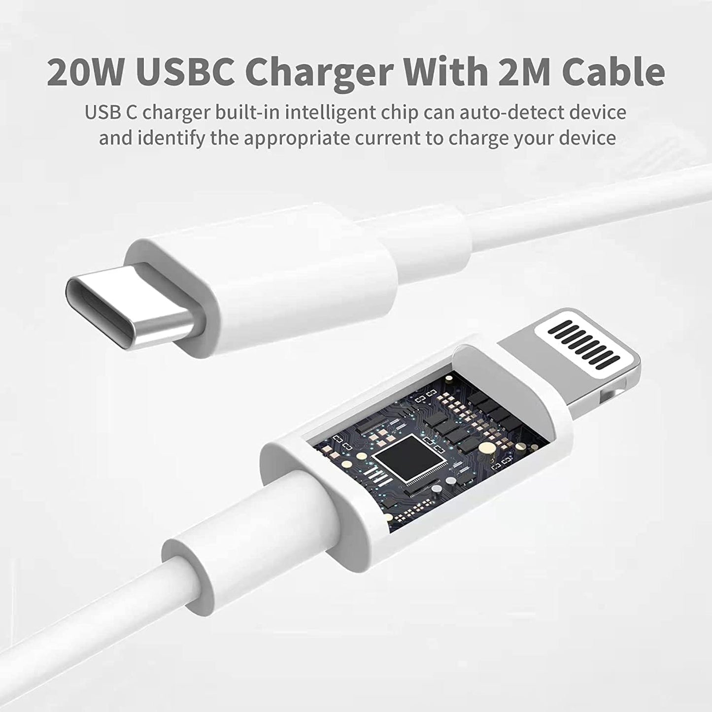 20W PD Fast Charger for iPhone 13/14 – UK Folding Plug, USB-C Cable, Quick Charging for iPhone & USB-C Devices, Compact & Portable