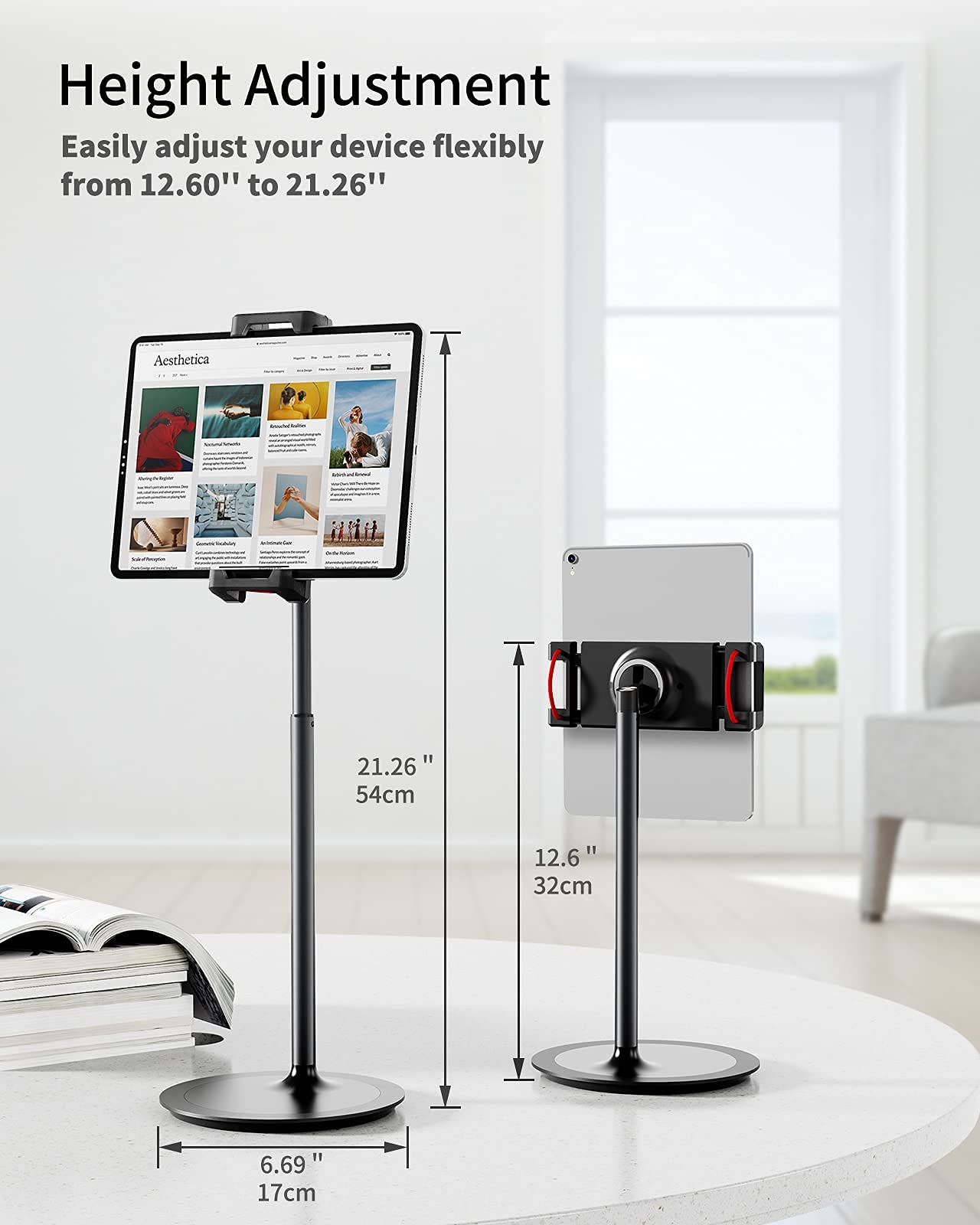 SAIJI Laptop Bed Tray Desk, Adjustable Laptop Stand for Bed,Foldable Laptop Table(Gray, Large)&Tablet Ipad Stand Holder, SAIJI Adjustable Phone Stand(Black)