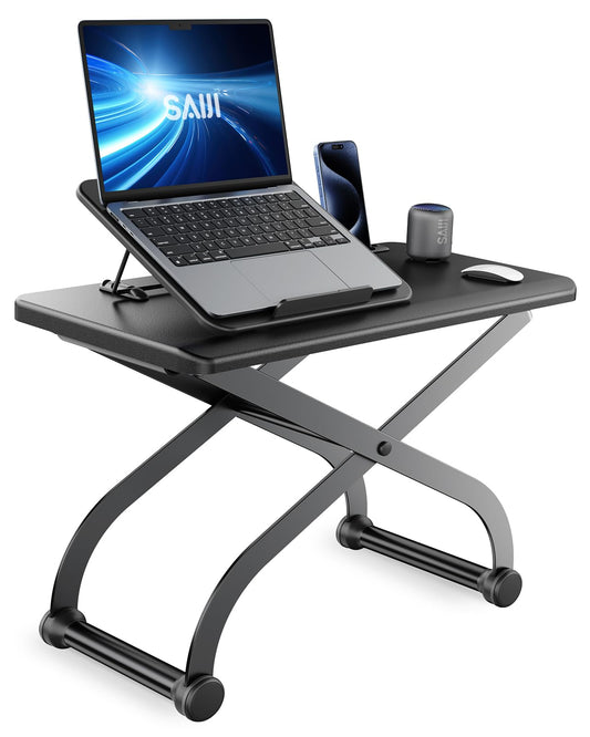 SAIJI Standing Desk Converter - 23” Height Adjustable Sit-to Stand-Up Desk Workstation for Laptop Desk Riser