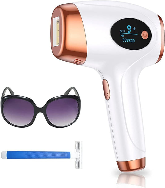 Laser Hair Removal Device for Women & Men – 3-in-1 IPL, 999,900+ flashes, 9 energy levels, painless, at-home use.