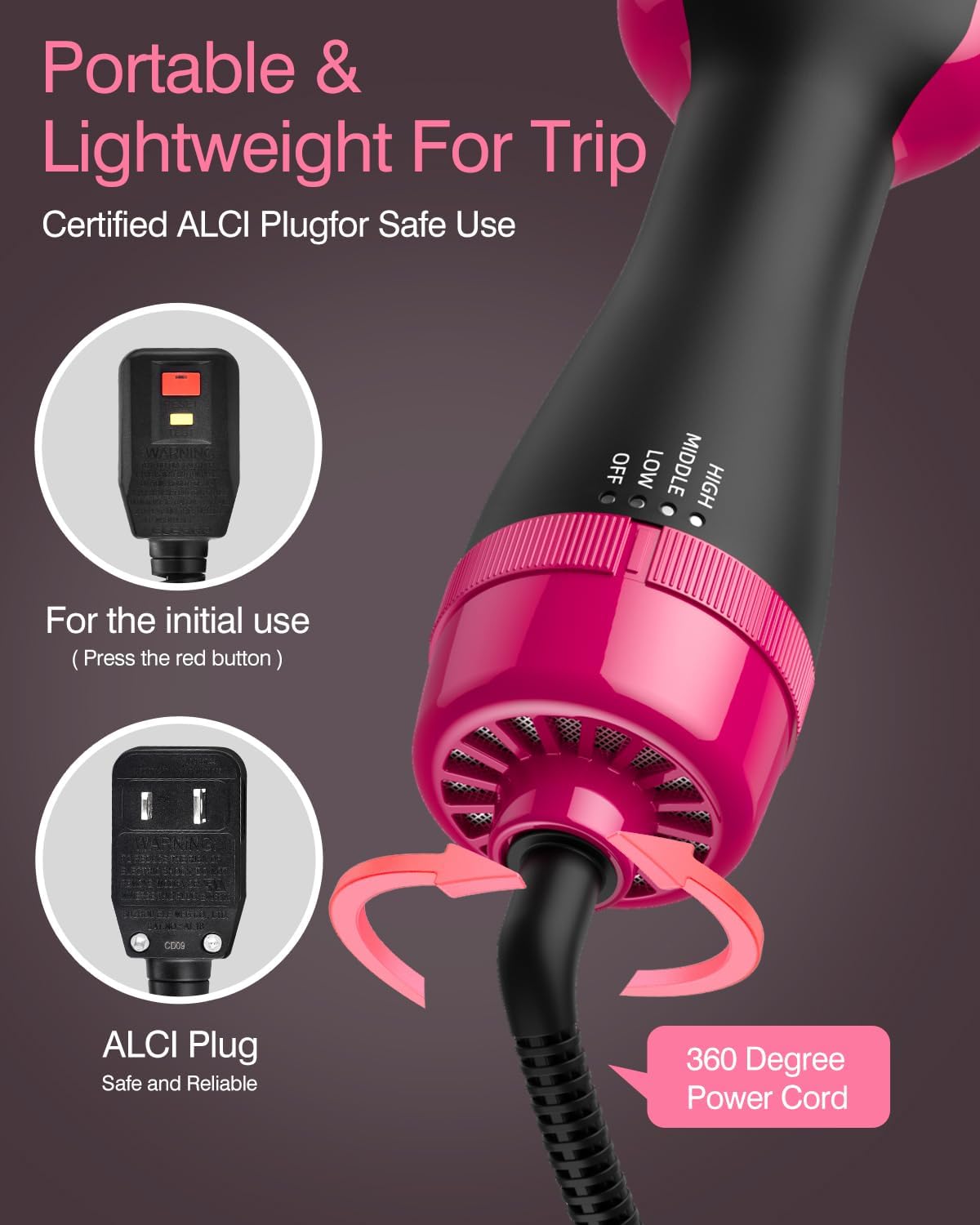 Hair Dryer Brush Blow Dryer Brush in One 4-in-1 Styling Tools Hair Dryer and Styler Volumizer Hot Air Brush for Drying Straightening Curling