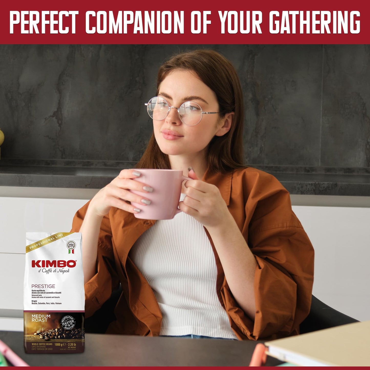 KIMBO PRESTIGE medium roast Coffee beans 1Kg - Italy