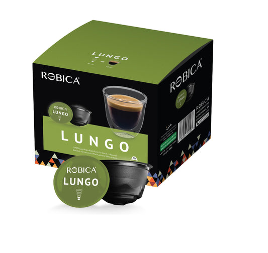 Robica Dolce Longo Coffee Capsules Made from Medium Roast 100% Arabica Coffee Beans, Single Serve Organic Coffee Pods Compatible with Dolce Gusto Machine, 10 Capsules