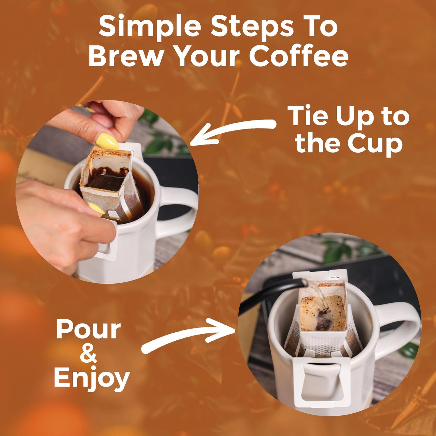 Robica Colombian Drip Coffee Pouches Made from Arabica Coffee Beans, Portable & Easy to Brew Hanging Ear Single Serve Pour Over Coffee Packets, Camping Coffee for Travel & Work, 5 Coffee Bags