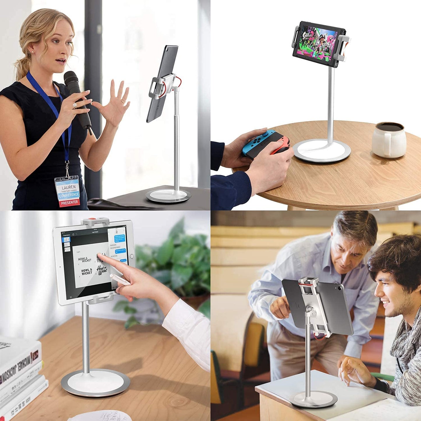 Laptop Bed Tray Desk, SAIJI Adjustable Laptop Stand for Bed,Foldable Laptop Table(Gray, X-Large)&Tablet Ipad Stand Holder, SAIJI Adjustable Phone Stand(Sliver)