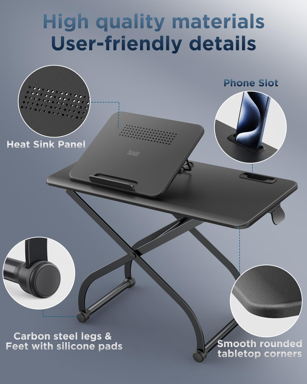 SAIJI Standing Desk Converter + Bed Table
