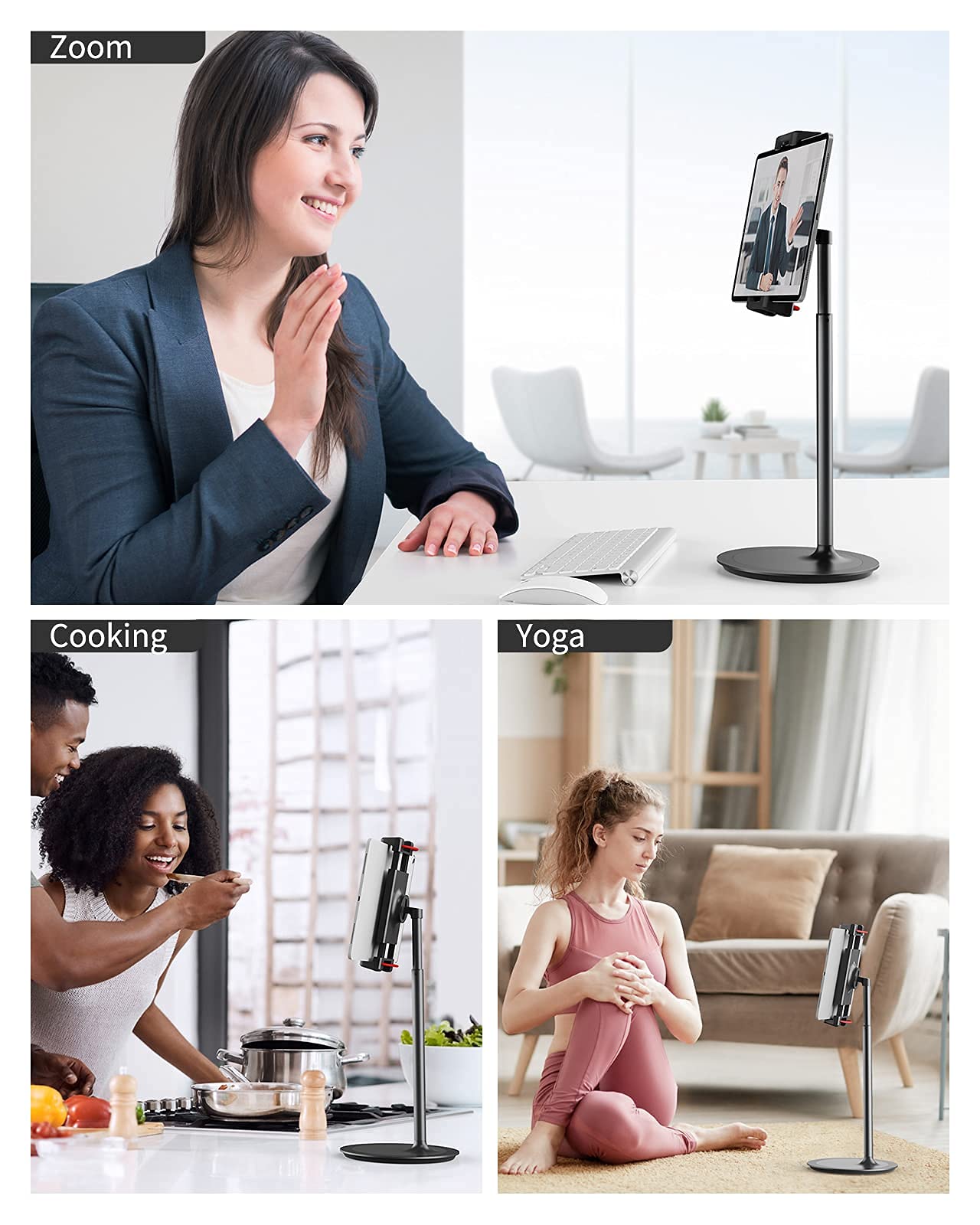 SAIJI Laptop Bed Tray Desk, Adjustable Laptop Stand for Bed,Foldable Laptop Table(Gray, Large)&Tablet Ipad Stand Holder, SAIJI Adjustable Phone Stand(Black)