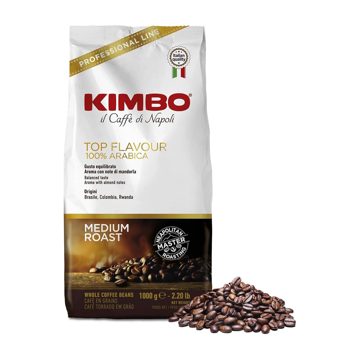 KIMBO TOP FLAVOUR 100% Arabica medium roast Coffee beans 1kg - Italy