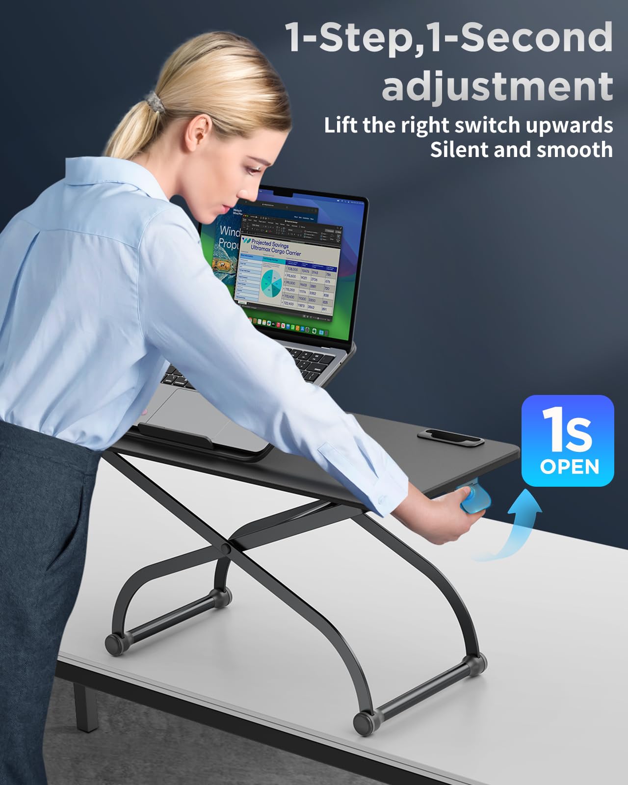 SAIJI Standing Desk Converter + Bed Tray