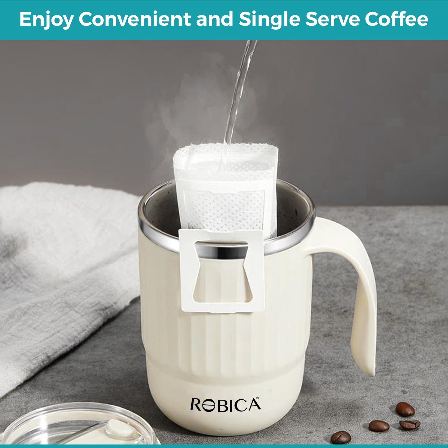 Robica Ice Drip Coffee Bags- Conveniently Portable Pre-Filled Arabica Ground Coffee, Pack of 5
