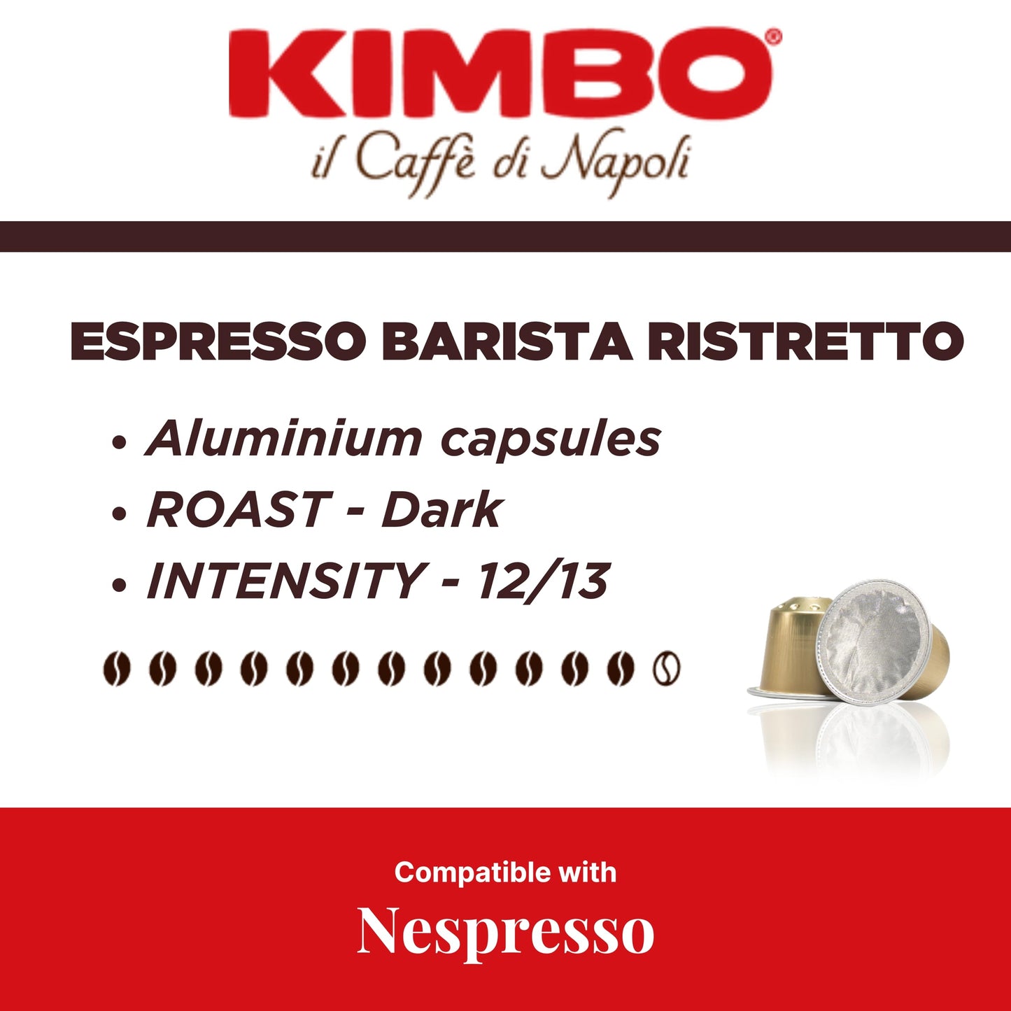 Kimbo Coffee Barista Ristretto, 55gm - 10 Count