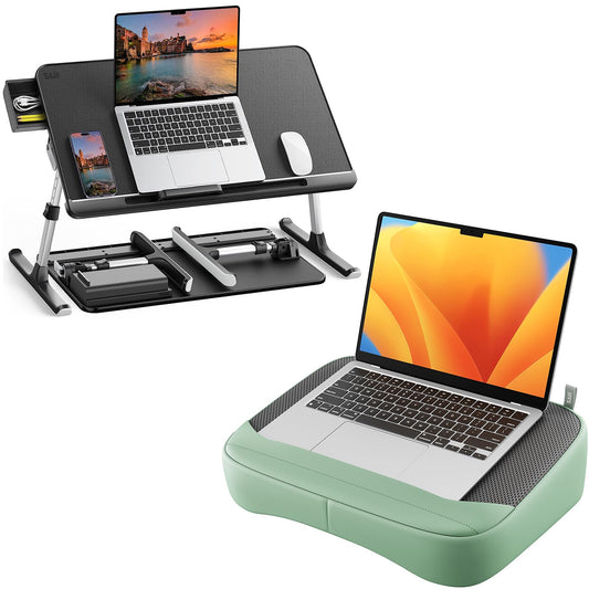 SAIJI Breathable Lap Desk for Laptop + Laptop Bed Tray Table