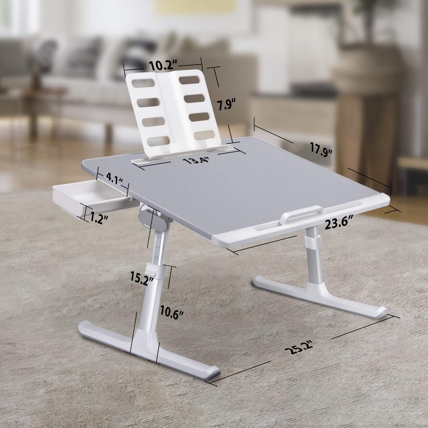 SAIJI Laptop Bed Tray Desk, Adjustable Laptop Stand for Bed,Foldable Laptop Table(Gray, X-Large)&Tablet Ipad Stand Holder, Adjustable Phone Stand(Black)