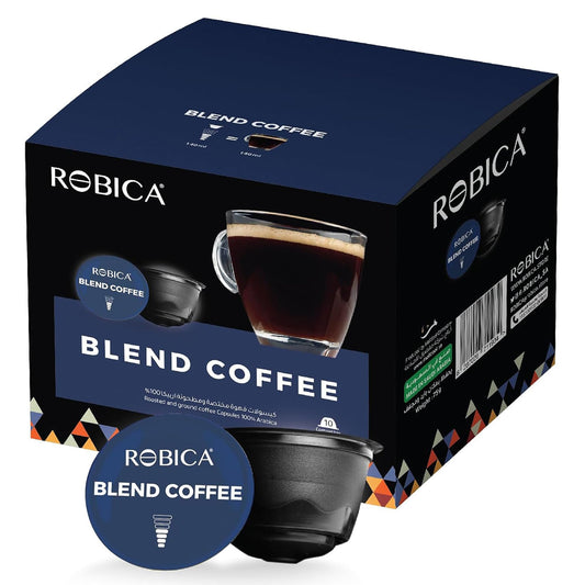 Robica Blend Coffee Capsules - 100% Arabica Coffee Beans Medium Roast, Single-Serve Coffee Capsules, Compatible with Nescafe Dolci Gusto Machines, 10 Aluminum Capsules