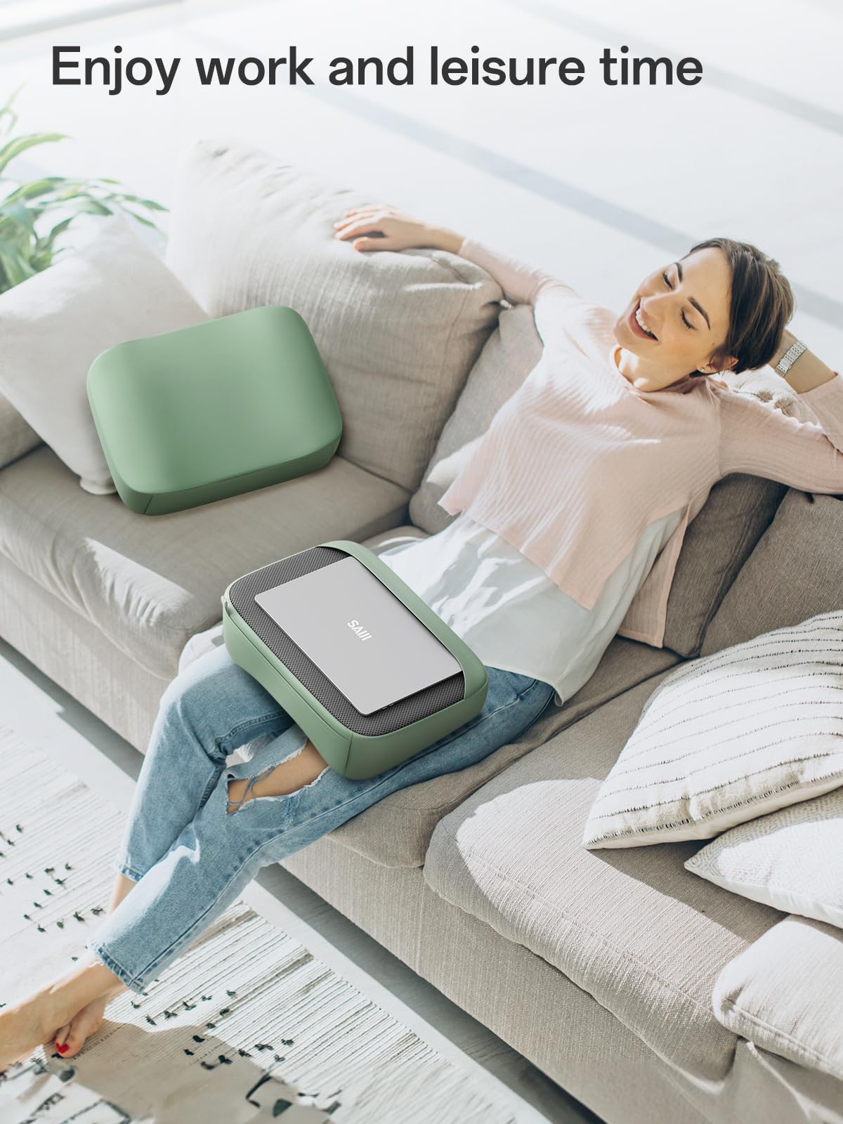 SAIJI Breathable Lap Desk for Laptop + Laptop Desk with Light