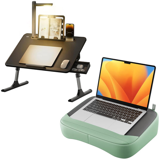 SAIJI Breathable Lap Desk for Laptop + Laptop Table with LED