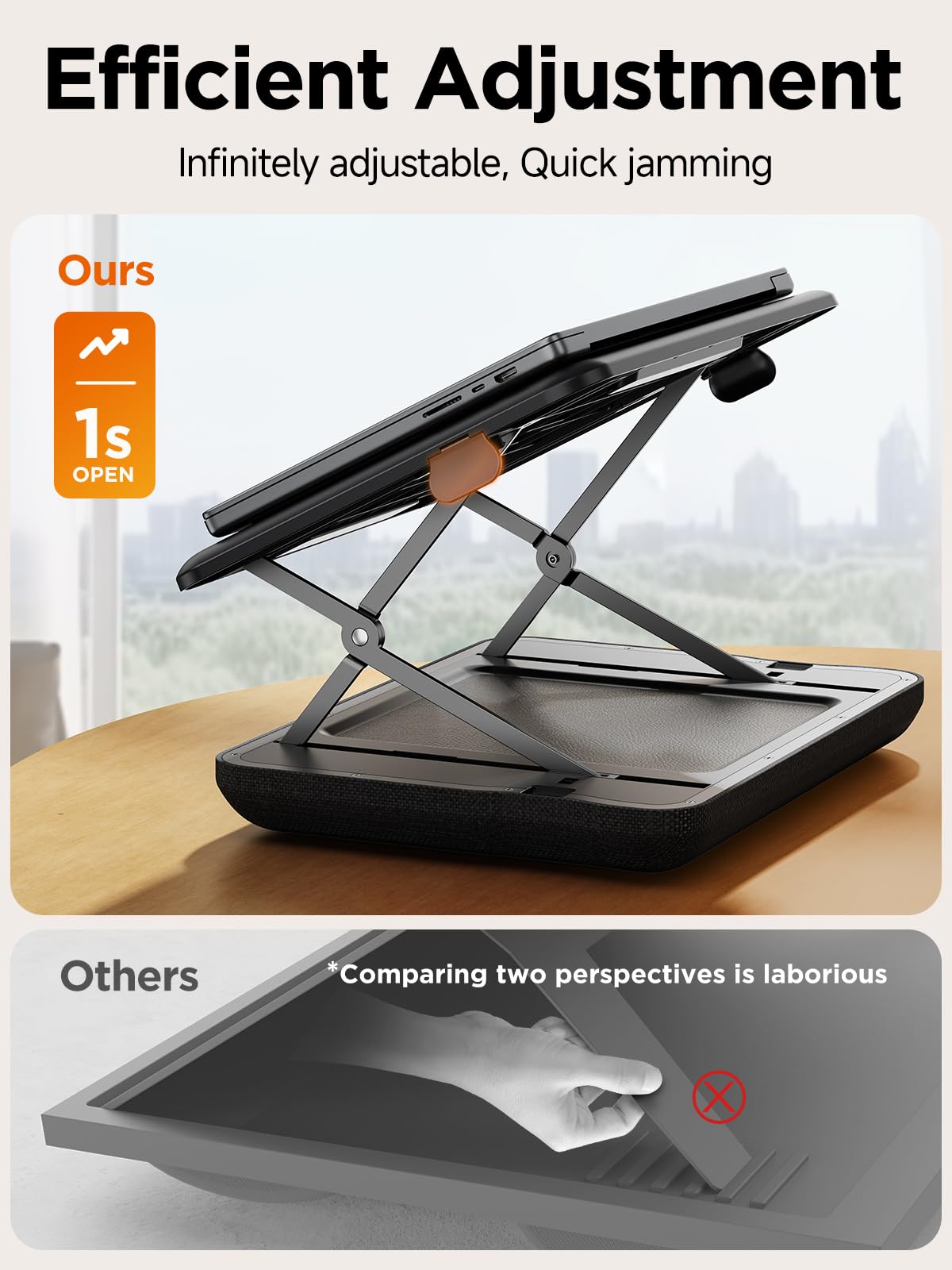SAIJI Adjustable Lap Stand for Bed, Portable Laptop Lap Desk, Lap Desk with Cushion for Car Sofa Couch or Bed, Laptop Stand for Lap Up to 15.6 Inch Laptops（Black）