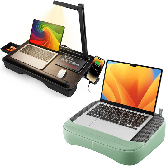 SAIJI Breathable Lap Desk for Laptop + Laptop Desk with Light