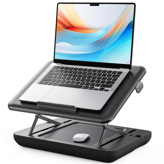 SAIJI Adjustable Lap Stand for Bed, Portable Laptop Lap Desk, Lap Desk with Cushion for Car Sofa Couch or Bed, Laptop Stand for Lap Up to 15.6 Inch Laptops（Black）
