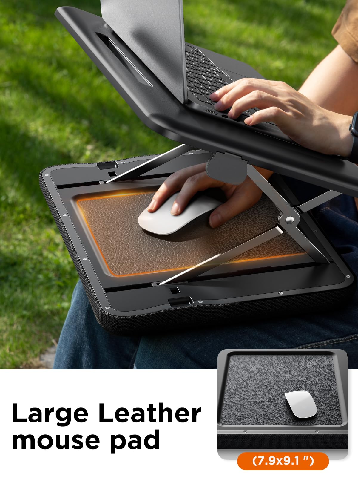 SAIJI Adjustable Lap Stand for Bed, Portable Laptop Lap Desk, Lap Desk with Cushion for Car Sofa Couch or Bed, Laptop Stand for Lap Up to 15.6 Inch Laptops（Black）
