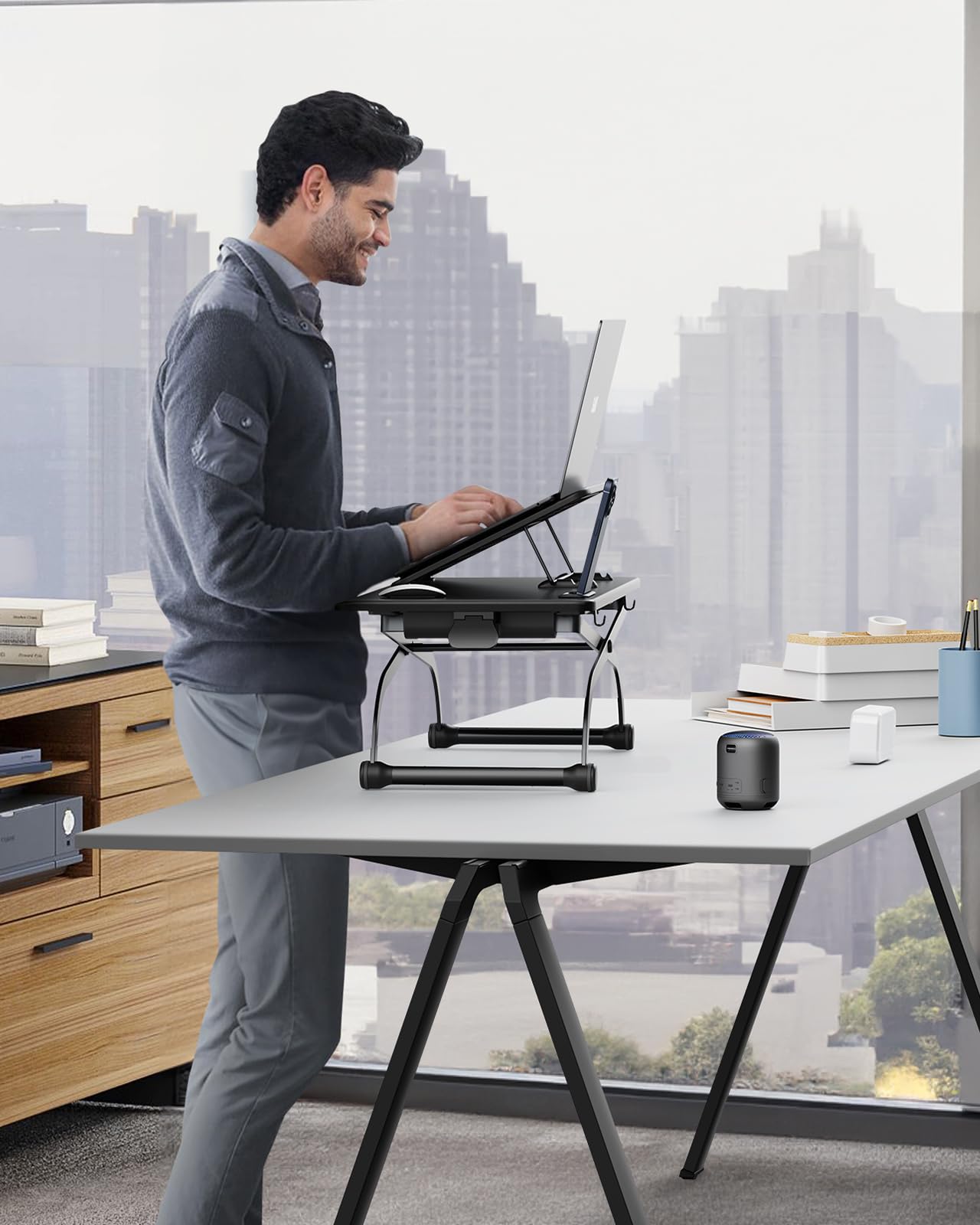 SAIJI Standing Desk Converter + Bed Tray