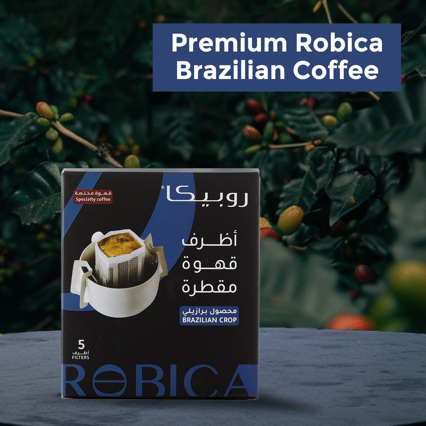 Robica Brazilian Drip Coffee Bags - Premium Arabica Ground Coffee - Single Serve Pour Over Coffee Pouches, Portable and Easy to Use Hand Drip Coffee for Camping, Travelling and Office, 5 Sachets
