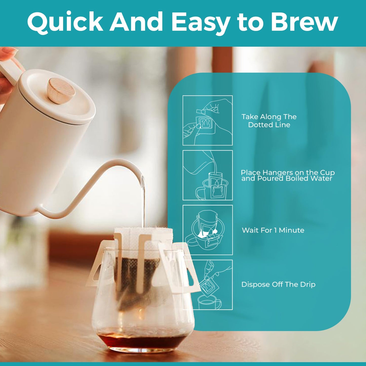 Robica Ice Drip Coffee Bags- Conveniently Portable Pre-Filled Arabica Ground Coffee, Pack of 5