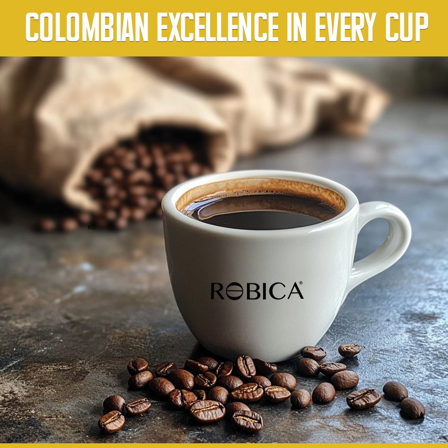 Robica Colombian Coffee - Smooth and Balanced Flavored Arabica Coffee Beans, Medium Roast Fresh American Ground Coffee, 250 Grams