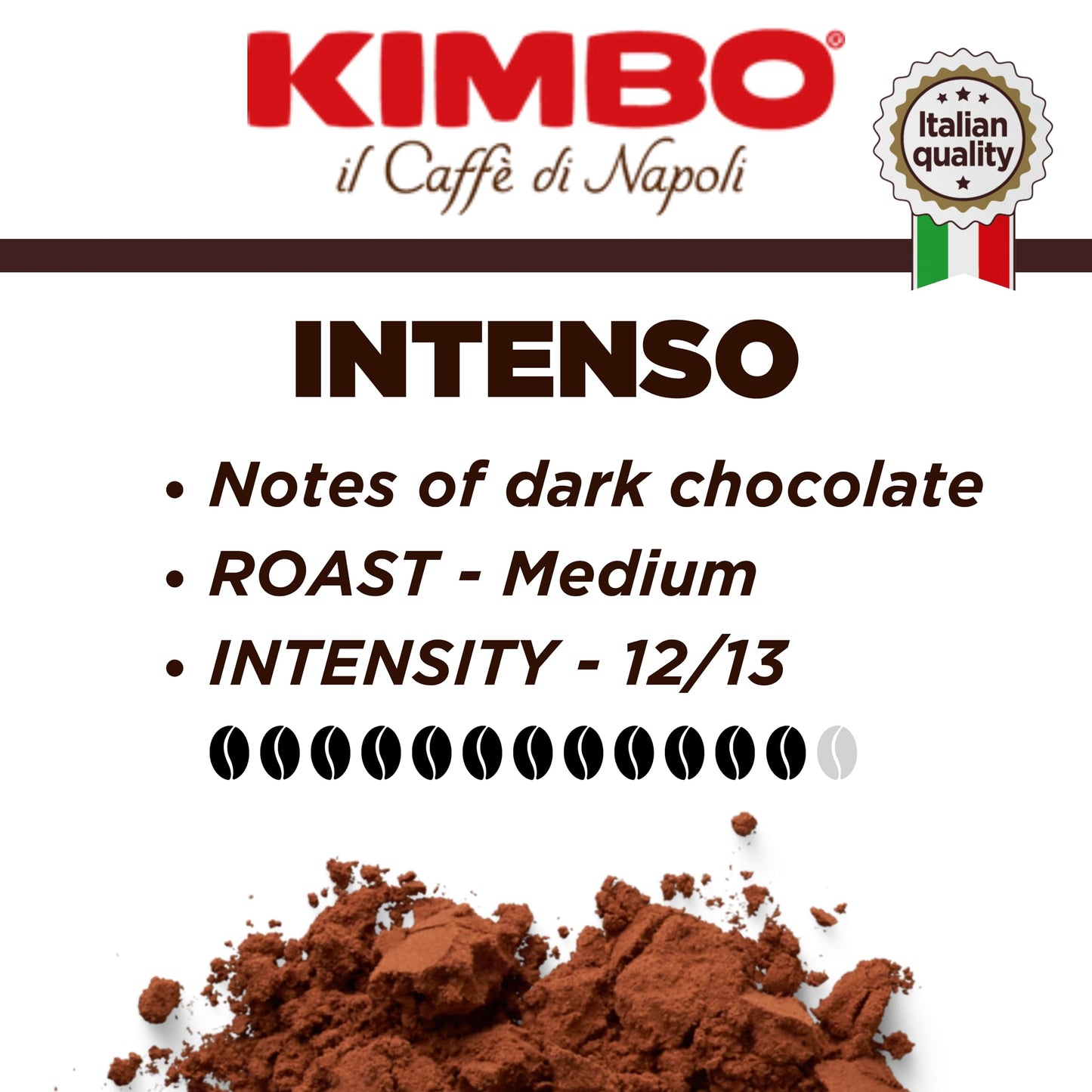 Kimbo Aroma Intenso medium roast ground coffee 250g - Italy