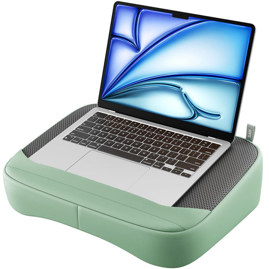 SAIJI Breathable Lap Desk for Laptop, Ultra Lightweight Laptop Lap Desk with Cushion, Laptop Pillow for Lap with Partitioned Storage Bag, Designer Stopper - Fits up to 15.6 Inch Laptops