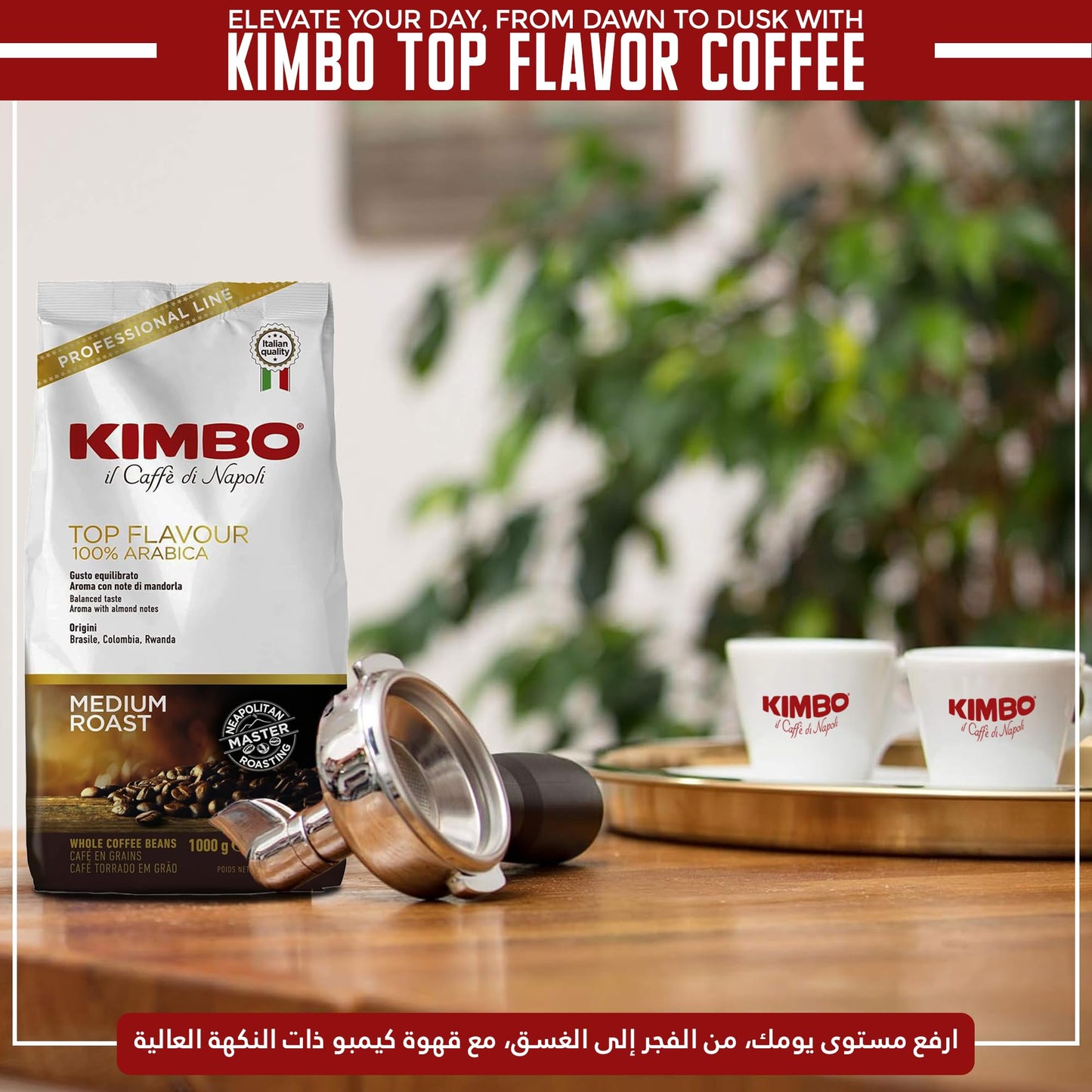 KIMBO TOP FLAVOUR 100% Arabica medium roast Coffee beans 1kg - Italy