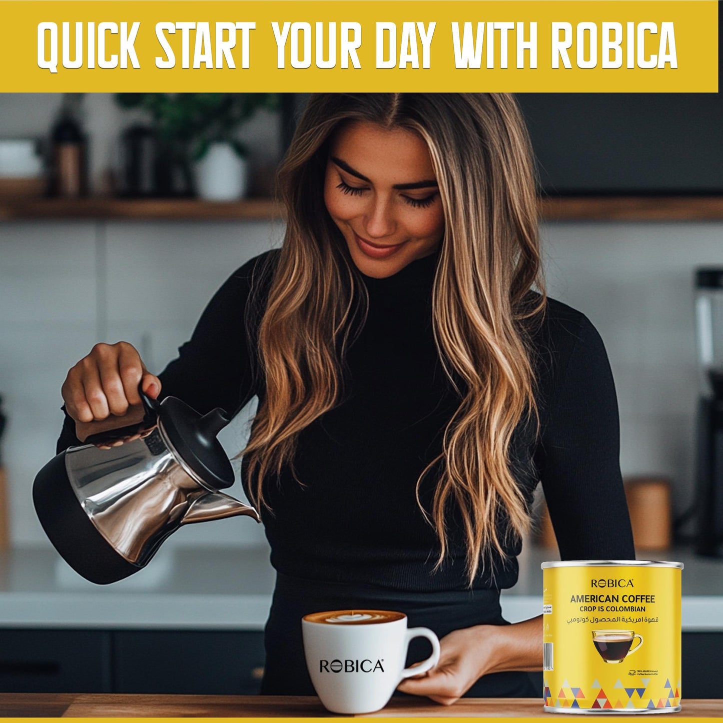 Robica Colombian Coffee - Smooth and Balanced Flavored Arabica Coffee Beans, Medium Roast Fresh American Ground Coffee, 250 Grams