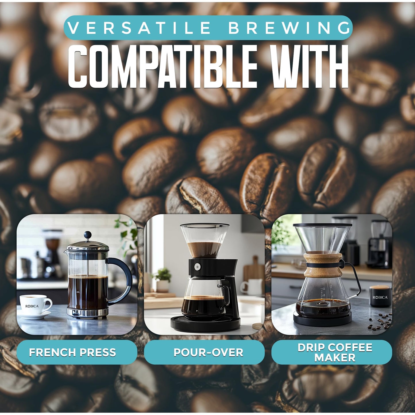 Robica Brazilian Coffee 250 g - Rich and Smooth Well-balanced Fresh Arabica Coffee Beans, Medium Roast Organic Ground Coffee, Brazilian Cropped American Coffee