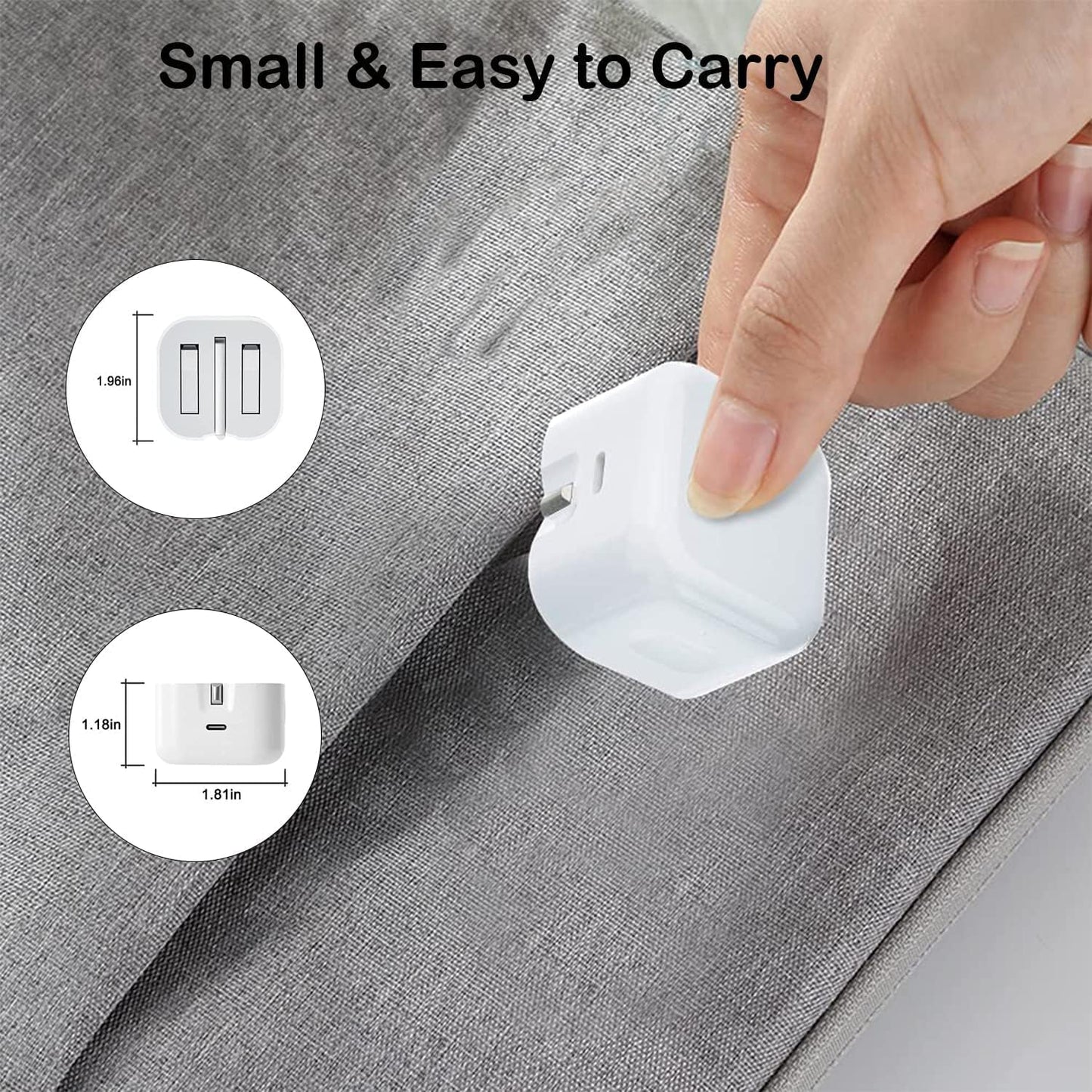 20W PD Fast Charger for iPhone 13/14 – UK Folding Plug, USB-C Cable, Quick Charging for iPhone & USB-C Devices, Compact & Portable