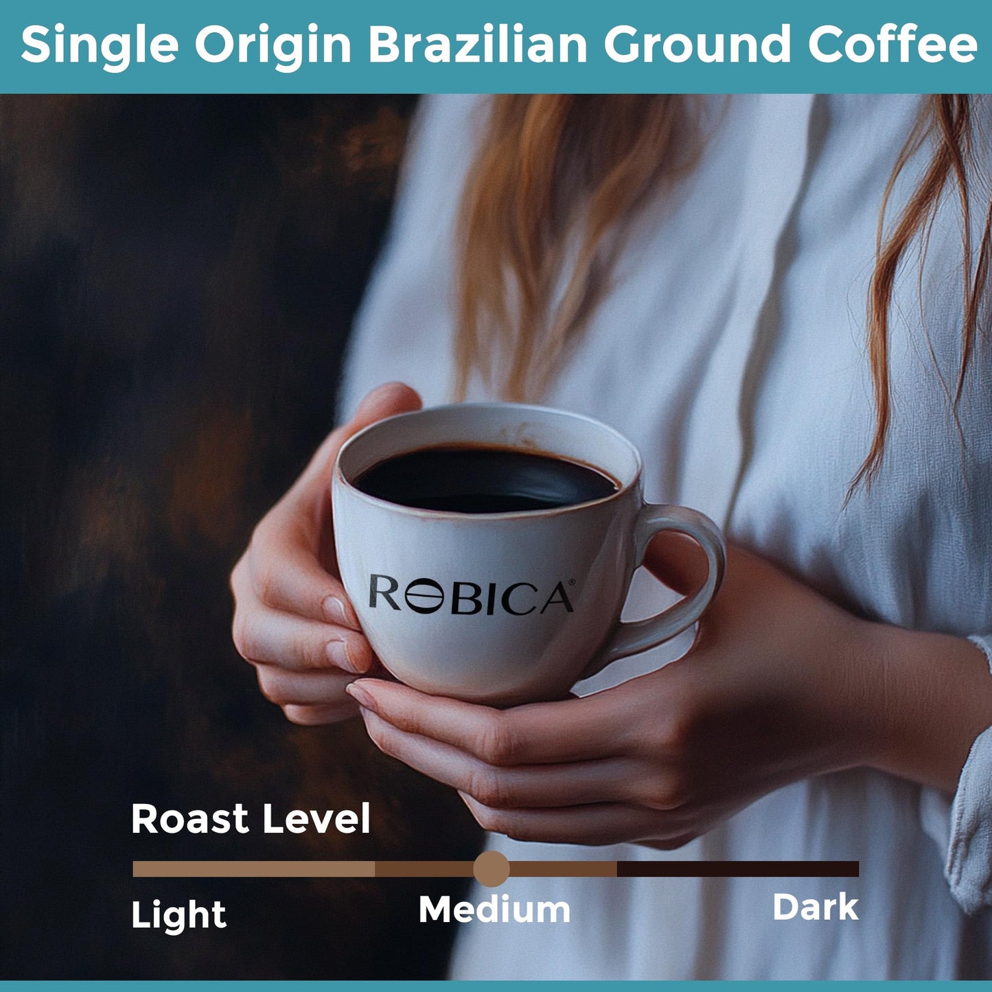 Robica Brazilian Coffee 250 g - Rich and Smooth Well-balanced Fresh Arabica Coffee Beans, Medium Roast Organic Ground Coffee, Brazilian Cropped American Coffee