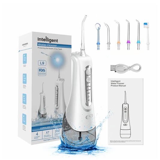 Water Flosser With 4 Modes, 6 Replaceable Jet Tips, 300ml USB Rechargeable Oral Irrigator for Teeth & Braces, IPX7 Waterproof, 1500 mah Battery